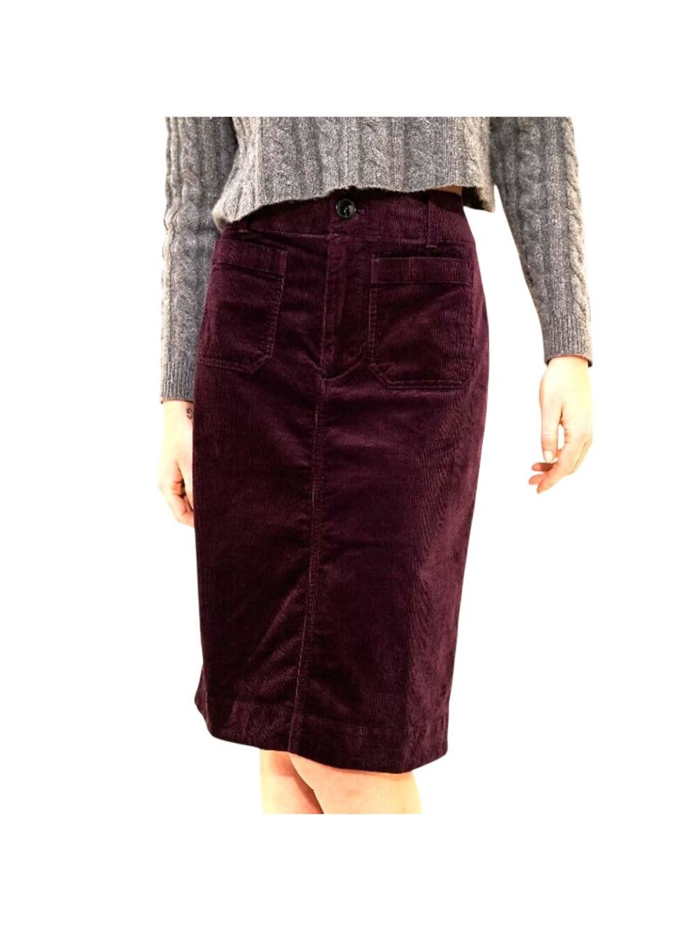 Maeve The Colette Corduroy Pencil Skirt Purple M Dark Academia Classic Boho Chic